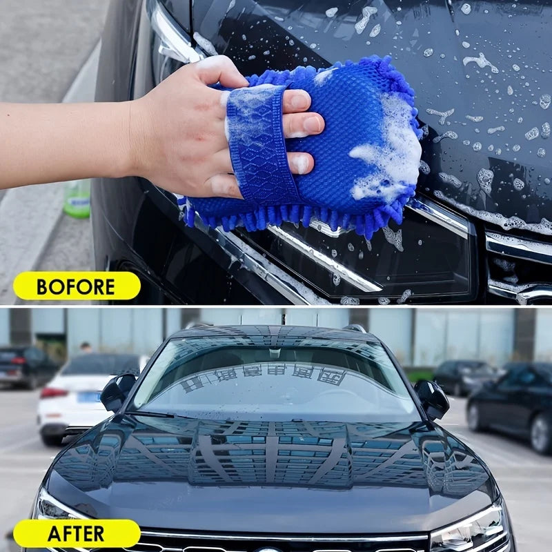 1Pcs Microfiber Car Washer Sponge Cleaning Car Care Detailing Brushes Washing Towel Auto Gloves Styling Accessories