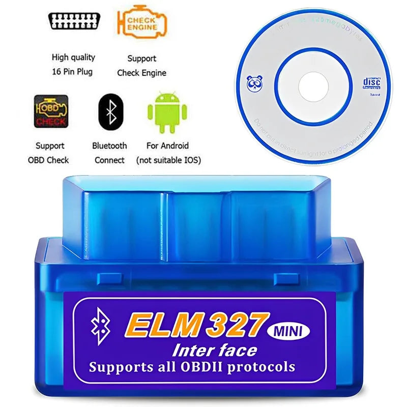 Mini Eml327 Bluetooth Car Diagnostic Tools V2.1 OBD 2  For Android Scanner Code Support Smart Scan Tool Car Malfunction Detector