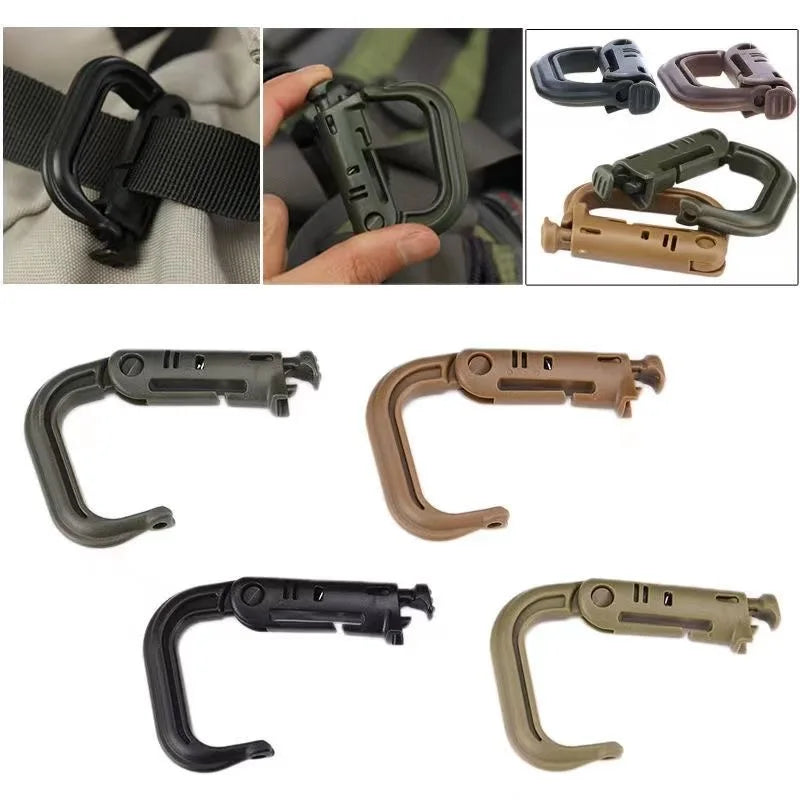 Tactical D-Ring Grimlock Carabiner Clip MOLLE Webbing Attachment Fast Latch System For Military Vest/Backpacks/Pouch/Bag/Belt