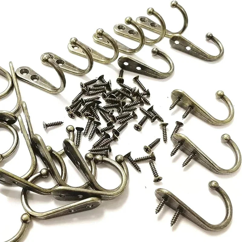 30/1set Alloy Hooks with Screws Wall Mounted Hanging Hangers for Coat Towel Bags Caps Hook Kitchen Bathroom Storage Rack Holders