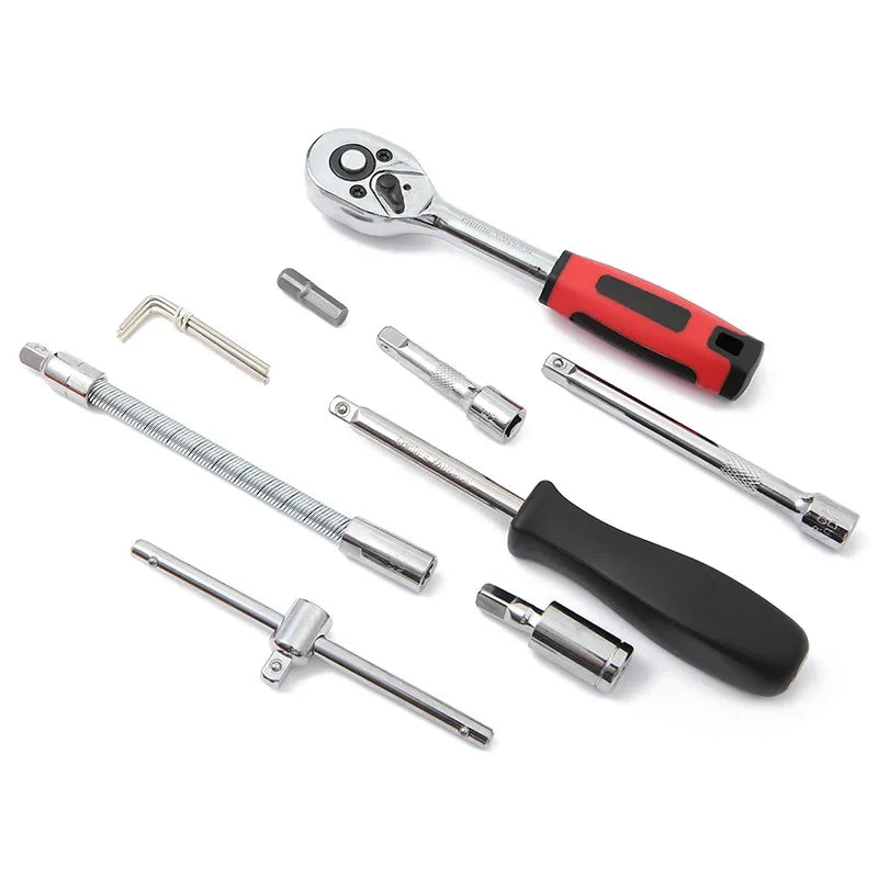 NEW Car Repair Tool Kit 46/53 Piece/Set 1/4-Inch Socket Set Car Repair Tool Ratchet Torque Wrench Combo Auto Repairing Tool Set