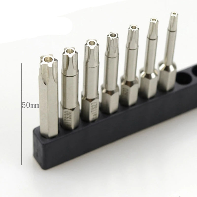 7Pcs 50mm 5 Point Torx Magnetic Screwdriver Set 1/4" Hex Shank Hand Tools T10 T15 T20 T25 T27 T30 T40