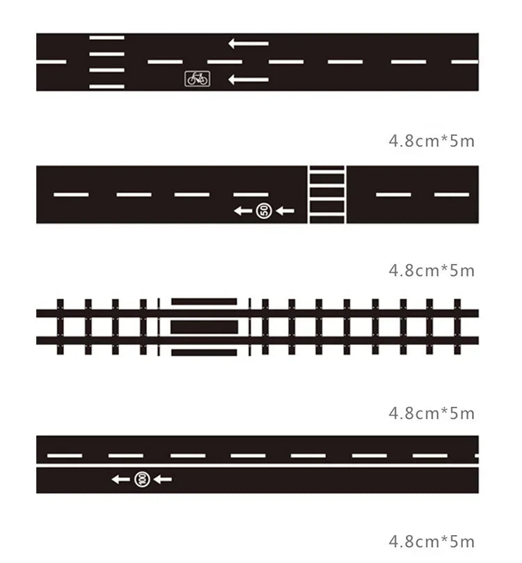 1 ruban adhésif Washi en papier motif courbe de train ferroviaire, 5 m, pour bricolage, circulation routière, scrapbooking, étiquette, ruban de masquage 