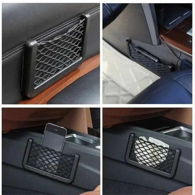 Lot de 4 pochettes de rangement en maille pour siège de voiture, intérieur latéral, articles divers, filet de téléphone, sac de rangement pour voiture, filets élastiques flexibles 