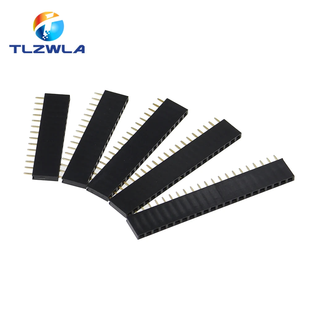 10PCS Single Row Pin Female Header Socket Pitch 2.54mm 1*2p 3p 4p 5p 6p 7p 8p 9p 10p 12p 14p 16p 18p 20p 22p 40p Pin Connector