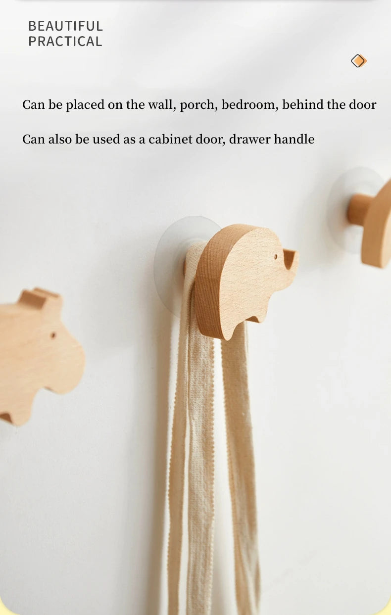 Wooden Animal Cabinet Handles Wood Cloud Hooks Furniture Handles for Cabinets and Drawers Door Knobs Kitchen Wardrobe Door Pulls