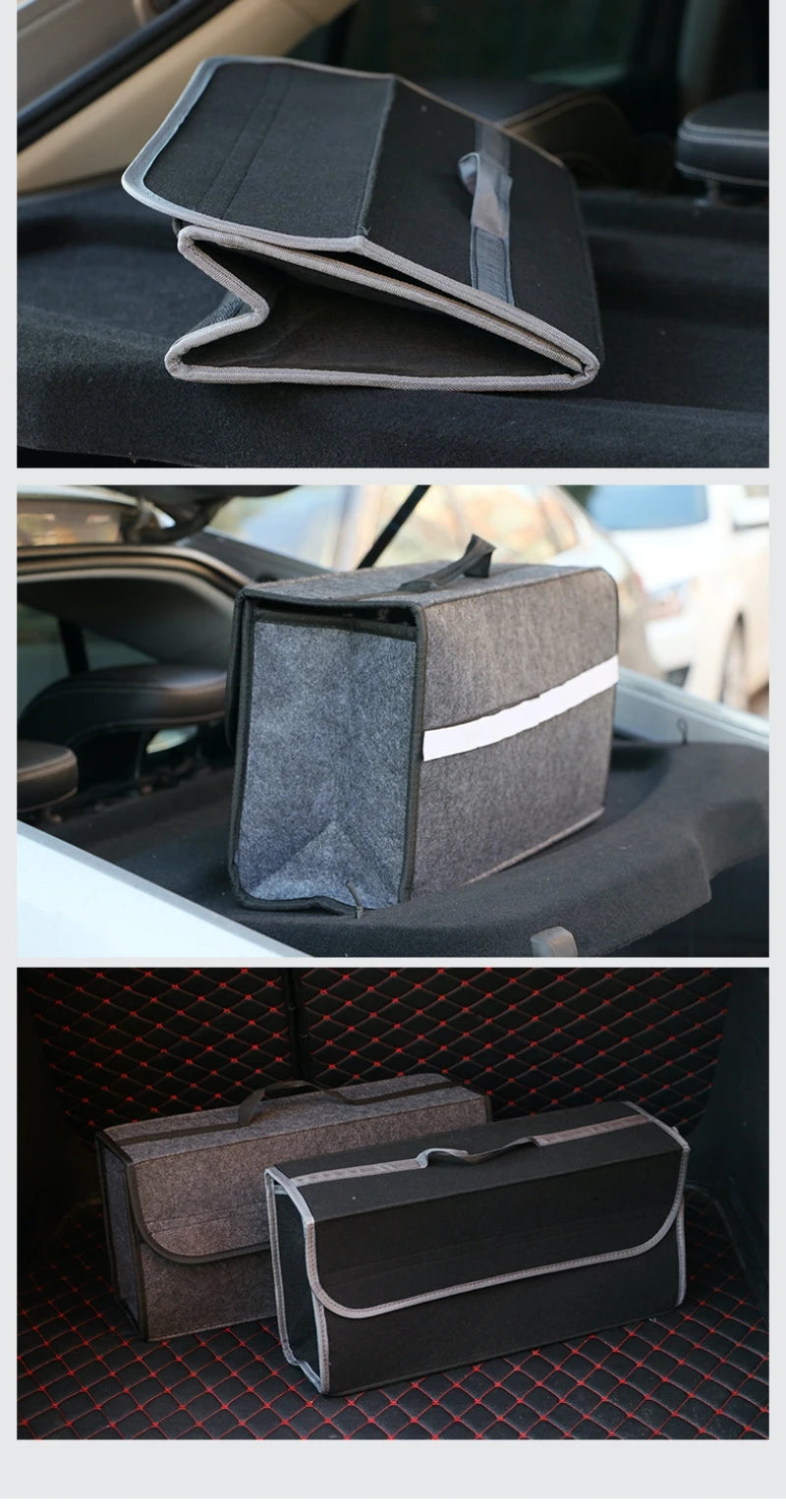 Large Anti Slip Compartment Boot Storage Organizer Tool Car Storage Bag Car Trunk Organizer Soft Felt Storage Box Accessories