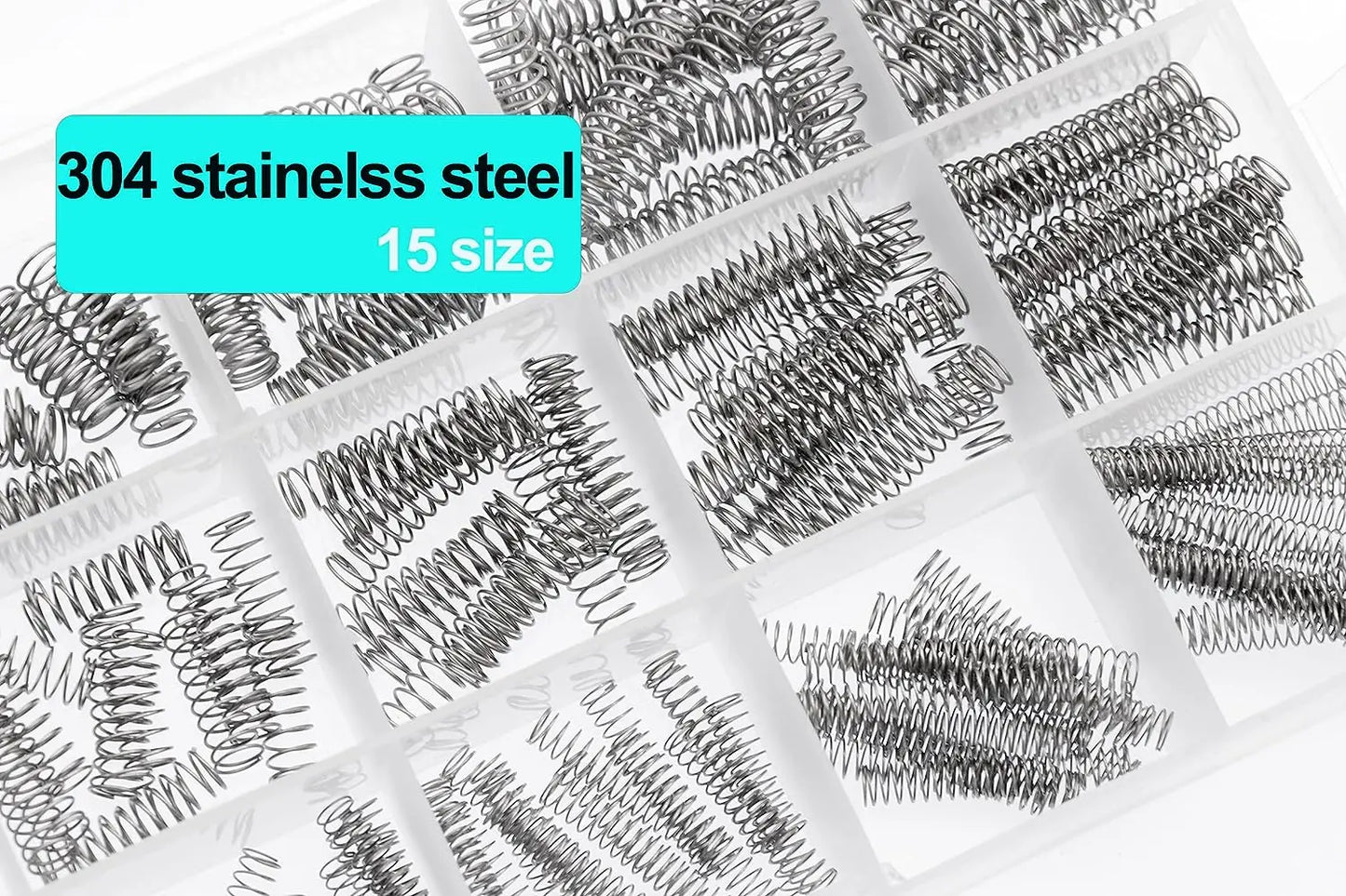 240pcs 15 Sizes Compression Springs Assortment Kit, Mini Stainless Steel Springs for Repairs, 0.39" to 1.18" Length, 0.16" - 0.2