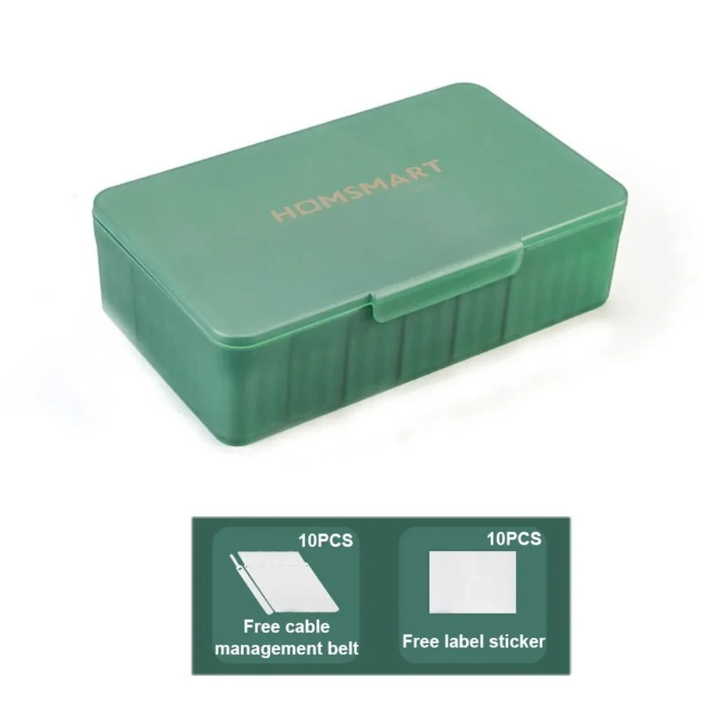 Double Cover Cable Storage Box PP Material Data Line Storage Desktop Cable Collect Box Dustproof Power Box Wire Cable Organizer