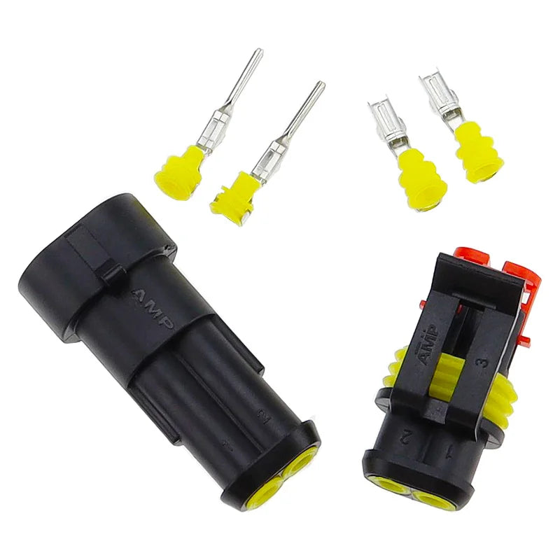 2-5sets Kit 2 pin 1/2/3/4/5/6 pins Way AMP Super seal Waterproof Electrical Wire Connector Plug for car waterproof connector