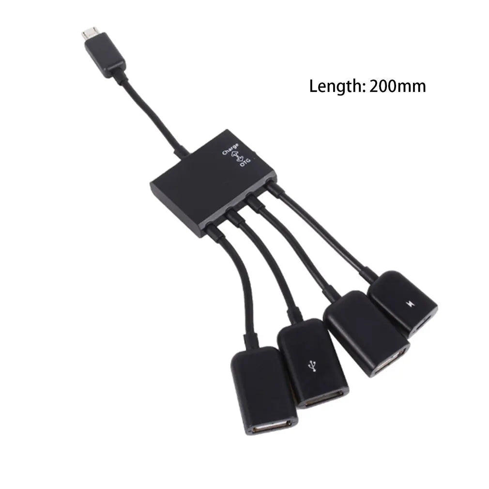 Câble de charge et d'alimentation OTG 3/4 ports Micro USB, adaptateur de connecteur répartiteur pour smartphone, ordinateur, tablette, PC, câble de données 