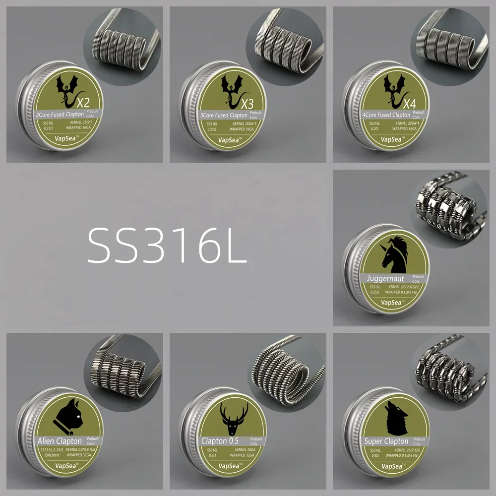 PreBuild D L/DT L Inner Diameter 3mm Fused Clapton Alien Accessorie Coil Spring Handheld Tools Resistances A1 SS316L NI80