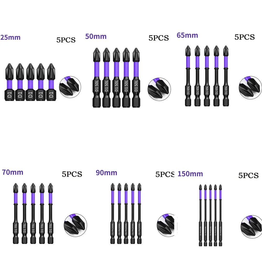 5/10pcs PH2 Magnetic Scrwdriver Bits Non-slip Batch Head Cross Bit 25-150mm For Electric Impact Drill Driver Hand Drill Tool