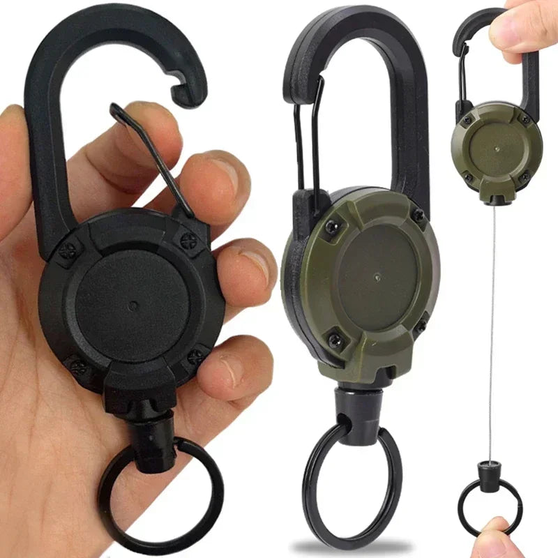 Anti-Theft Heavy Duty Retractable Pull Badges Id Reel Carabiner Keychain Buckle Key Holder Outdoor Keychain Multiple Tool