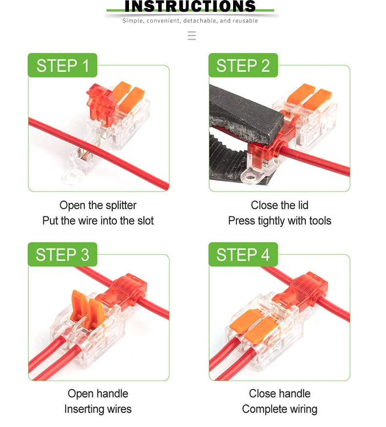 T-Type Stripping Free Wiring Connector With Fixing Hole Quick Branch  Splice Junction box lever Wire connector 32A