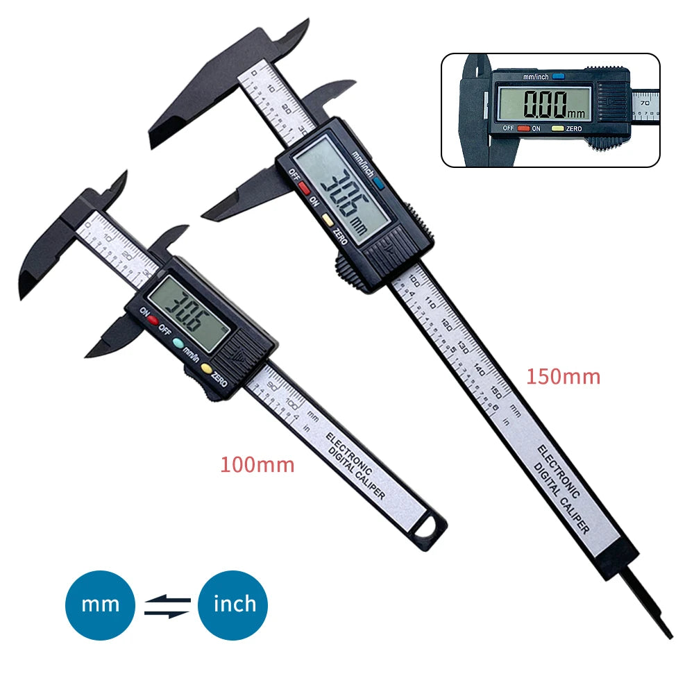 150mm 100mm Electronic Digital Caliper Carbon Fiber Dial Vernier Caliper Gauge Micrometer Digital Ruler Measuring Tool