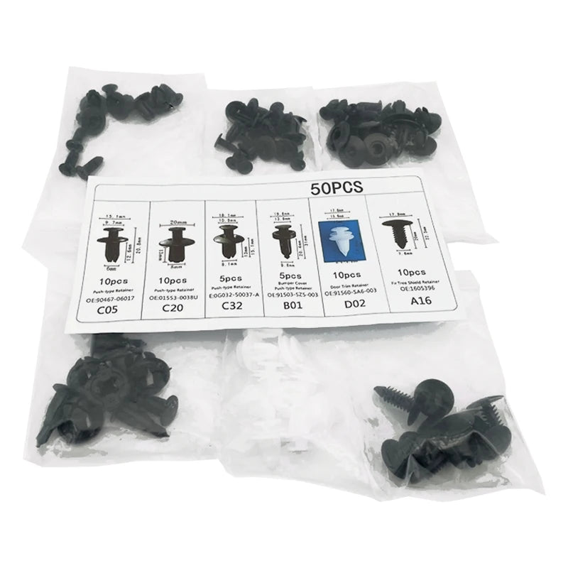 50/100/190 Pcs Bumper Clips Auto Buckle Parts Kit Multiple Style Plastic Retainer Fasteners Clip Car Body Push Rivets