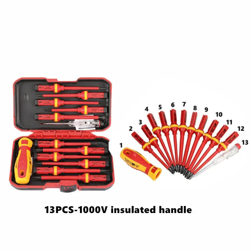 1PC/15PCS 380V/13PCS 1000V Changeable Insulated Screwdriver Set And Magnetic Slotted Bits Repair Tool Electrician Tools