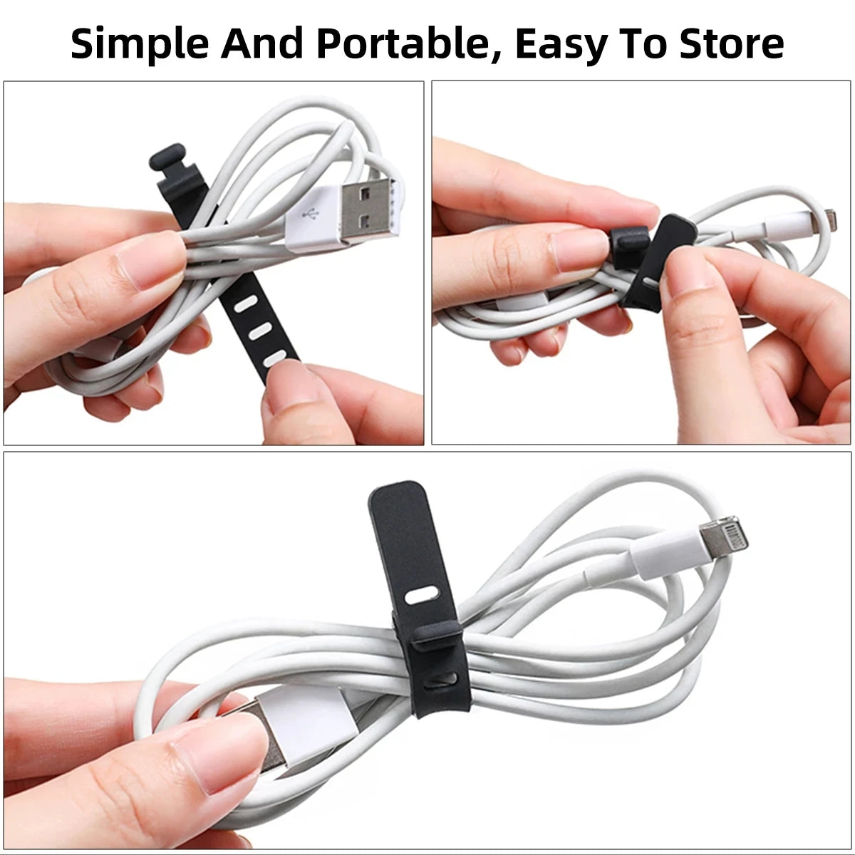 10/5/1pcs Reusable Fastening Cable Ties Cord Organizer for Earphone Mouse Cable Winder Portable Soft Silicone Wire Organizer