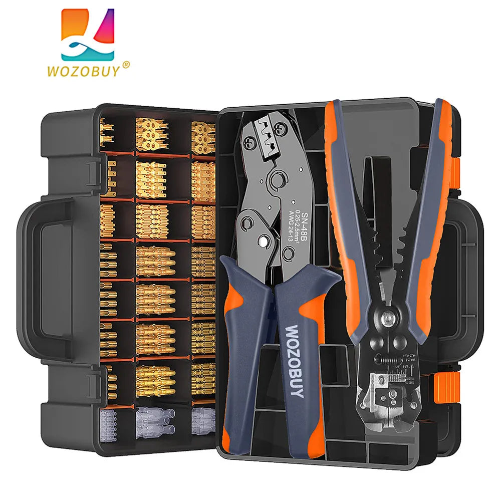 WOZOBUY SN-48B Pin Crimping Tools 2.8/4.8/6.3mm 22-13AWG Crimper 0.5-2.5 mm² for Car Terminals Sets Wire Electrical Hand Tools