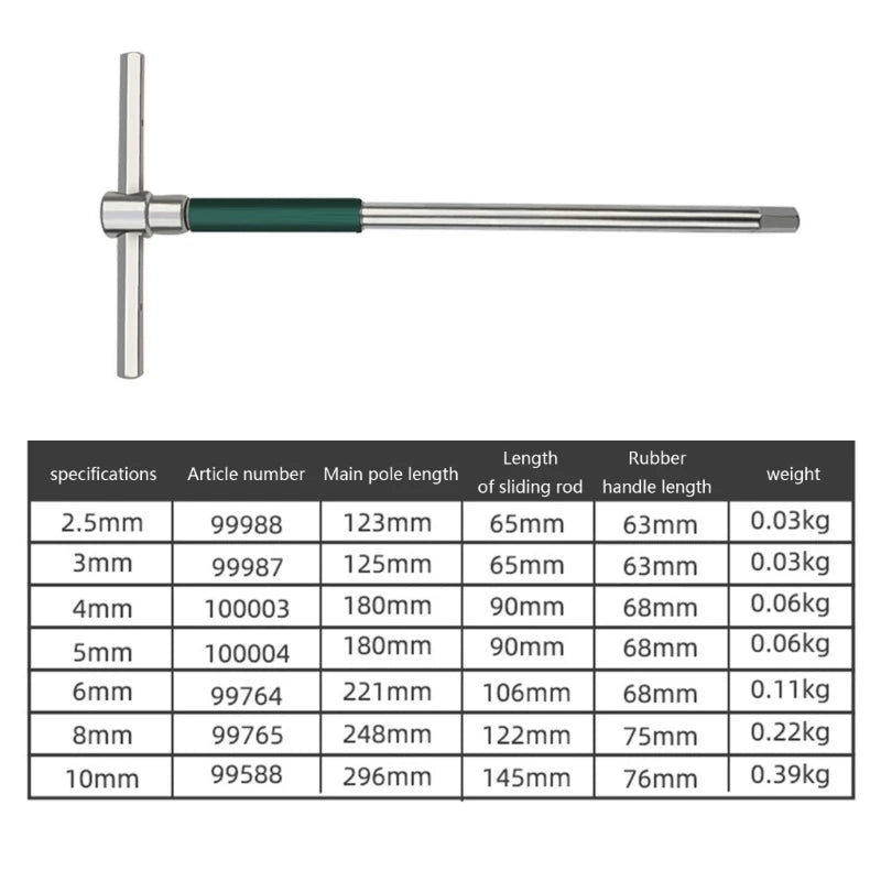 T/L 2.5/3/4/5mm Torx Screwdriver T Type Allen Hex Wrench Chrome Spanner T-shaped Hand Tool Extended T-Socket Wrench