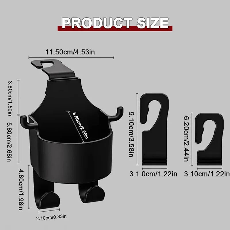 SEAMETAL Car Seat Headrest Hook Hanger Storage Organizer Universal with Cup Holder Handbag Fit Universal Vehicle Car Accessories