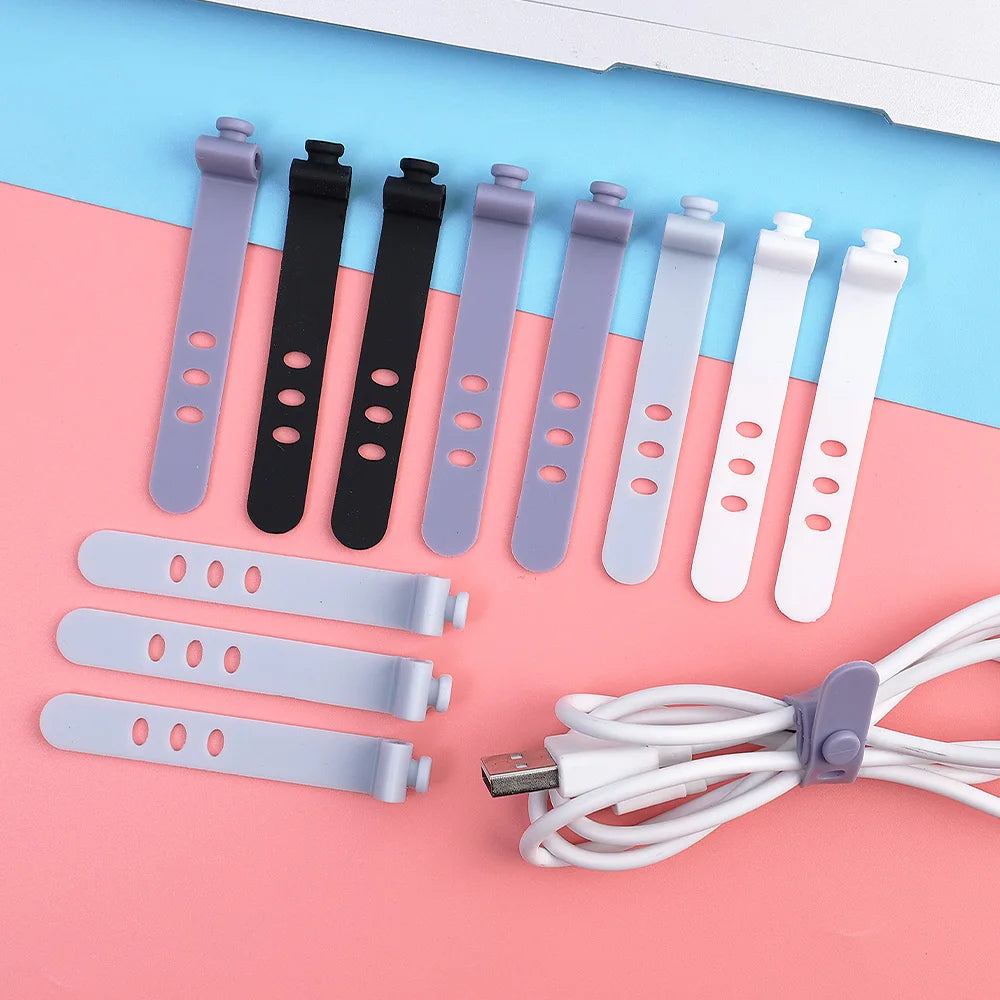 10/5/1pcs Reusable Fastening Cable Ties Cord Organizer for Earphone Mouse Cable Winder Portable Soft Silicone Wire Organizer