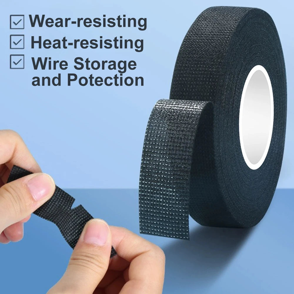 Electrical Tape Heat-resistant Harness Bundle Insulation Auto Wiring Fabric Cloth Wrap Waterproof Cable Organizer Adhesive Tapes - ToolFlx