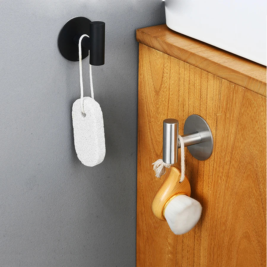 1/2PCS Adhesive Wall Hook Stainless Steel Robe Sticker Hooks Towel Coat Key Pants Hangers Bathroom Kitchen Storage Accessories