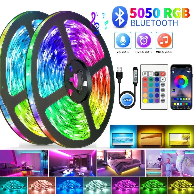 5V USB-LED-Leuchten für Zimmer 5050 RGB-LED-Streifen 5 10 Meter Diodenband Gamer Dekoration Eis-String-Bar-Beleuchtung Klebstoff LED-Band 