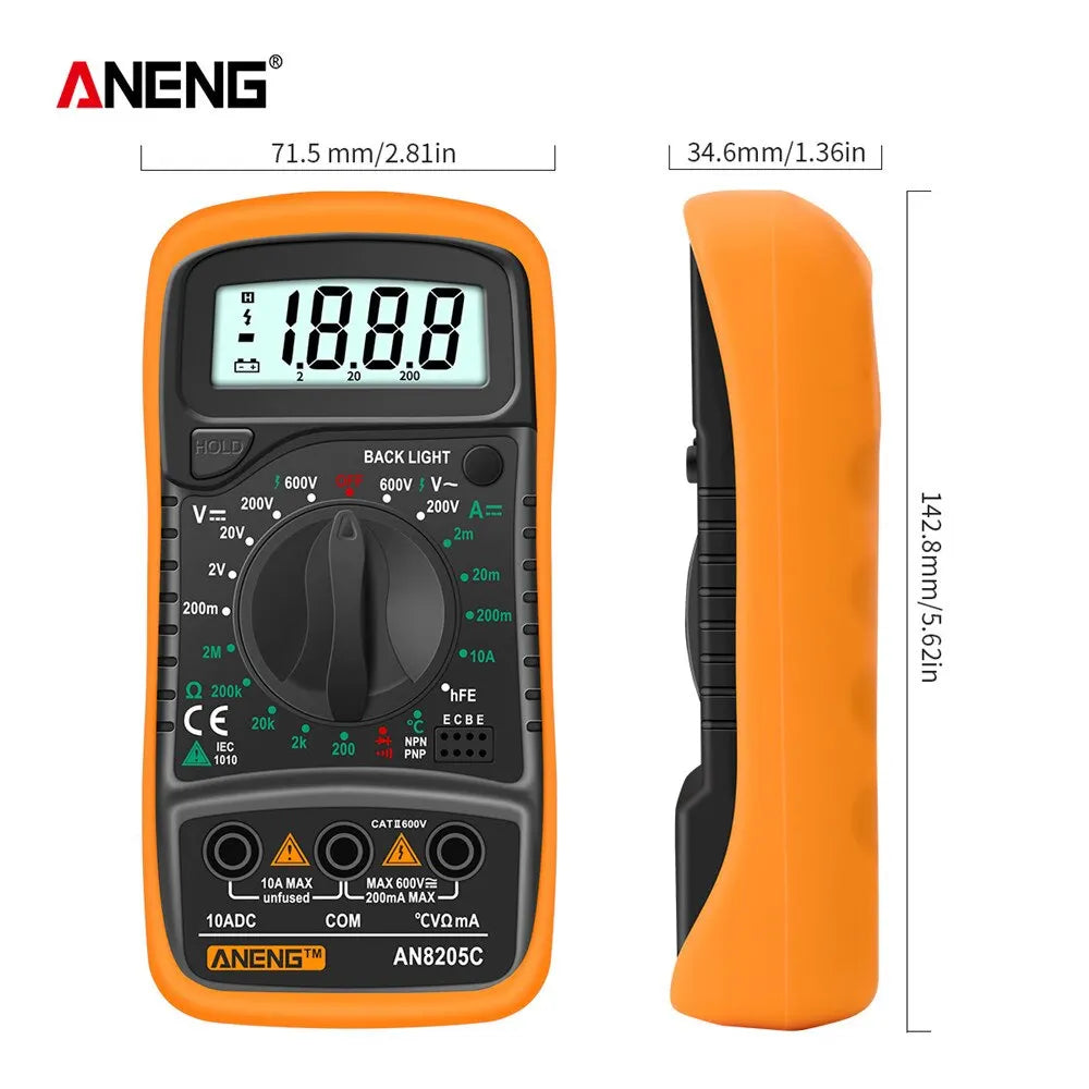 ANENG AN8205C Digital Multimeter AC/DC Ammeter Volt Ohm Multimetro Tester Meter With Thermocouple LCD Backlight Portable