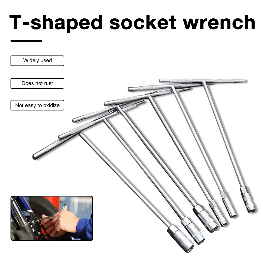 T-shaped Hand Tool Hex Socket Wrench 7mm 8mm 9mm 10mm 12mm 13mm 15mm 17mm Metric T-handle Wrench Extended T-Socket Wrench