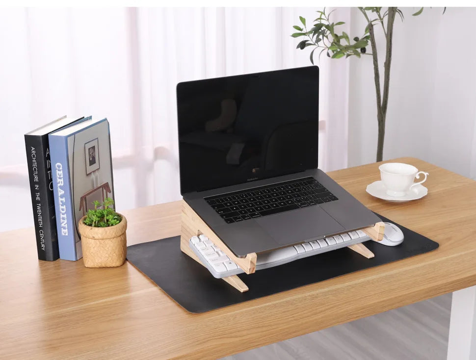 Wood Laptop Stand For MacBook Pro Universal Computer Stands For Desk Vertical Laptop Holder Wooden Laptop Riser For MacBook Air