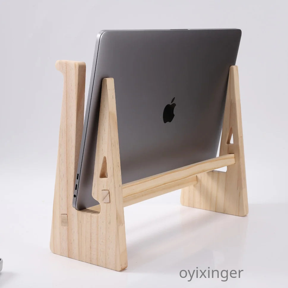 Wood Laptop Stand For MacBook Pro Universal Computer Stands For Desk Vertical Laptop Holder Wooden Laptop Riser For MacBook Air