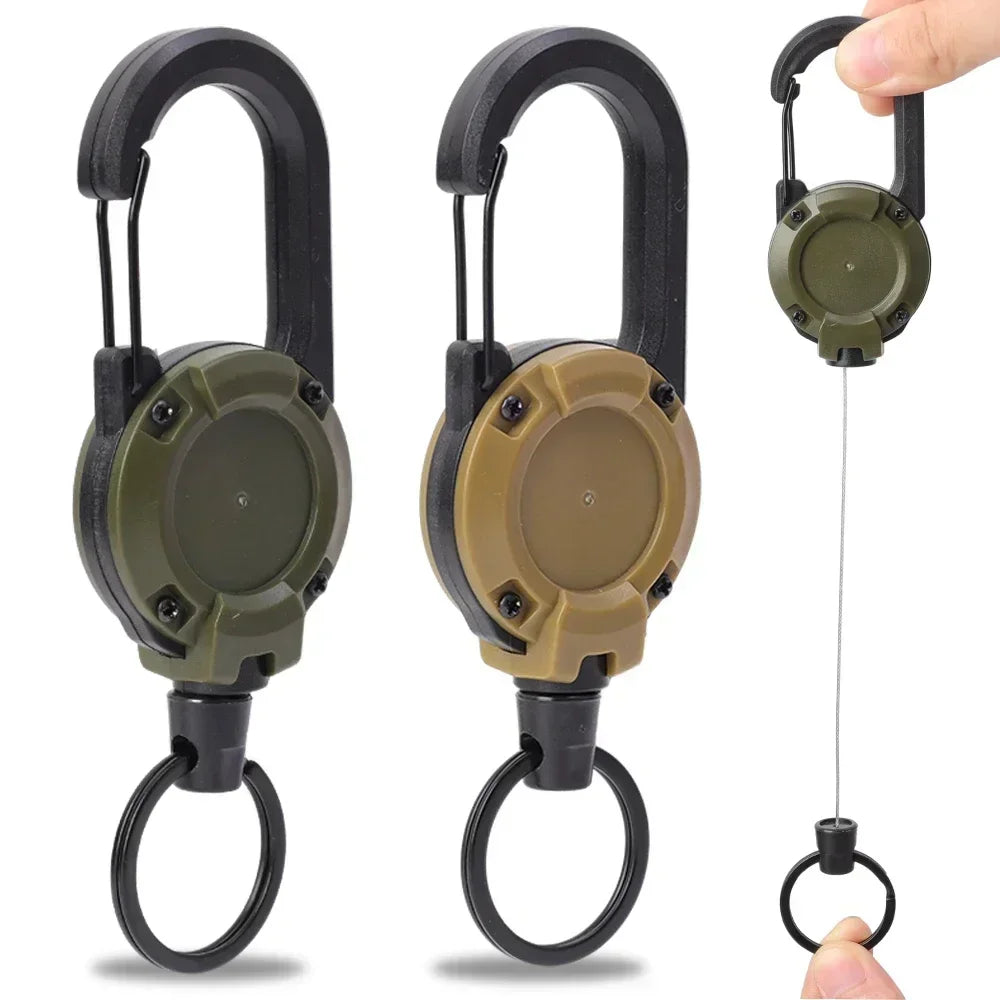 Anti-Theft Heavy Duty Retractable Pull Badges Id Reel Carabiner Keychain Buckle Key Holder Outdoor Keychain Multiple Tool