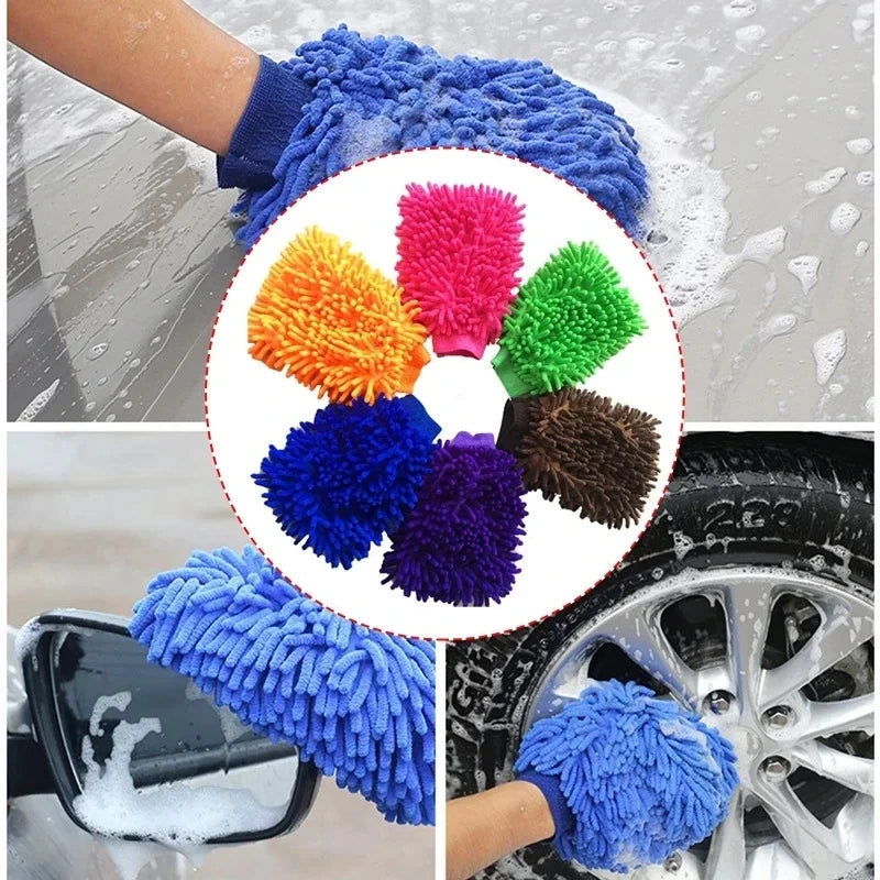 1/5 pièces gants de lavage de voiture en microfibre gants de voiture gants de lavage de voiture ultra absorbants éponge de lavage de voiture outil de nettoyage de voiture en microfibre sans rayures