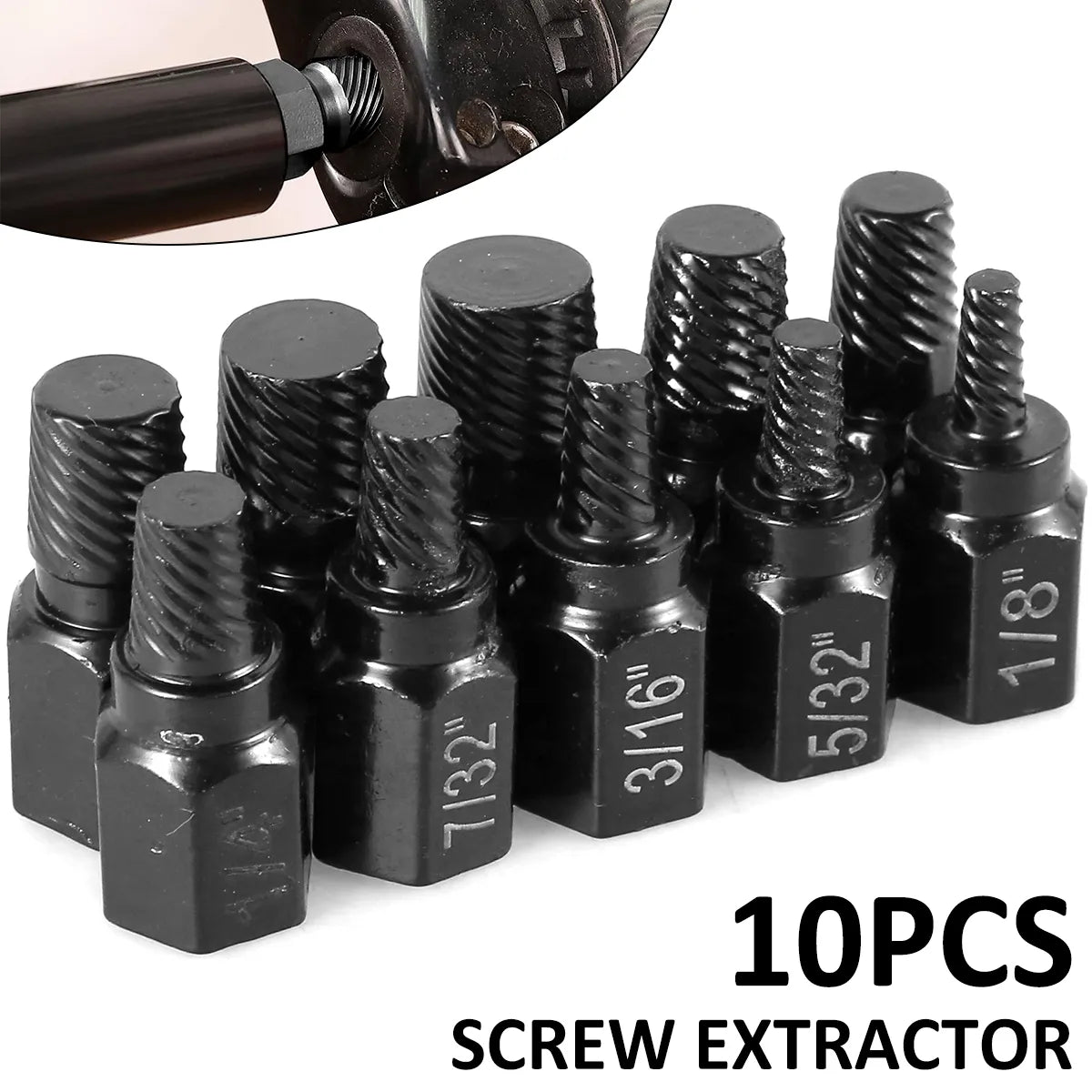 10Pcs Screw Extractor Kit Alloy Steel Damaged Screw Remover Set Metal Easy Out Drill Bits Bolt Stud Multi-Spline Screw Extractor - ToolFlx