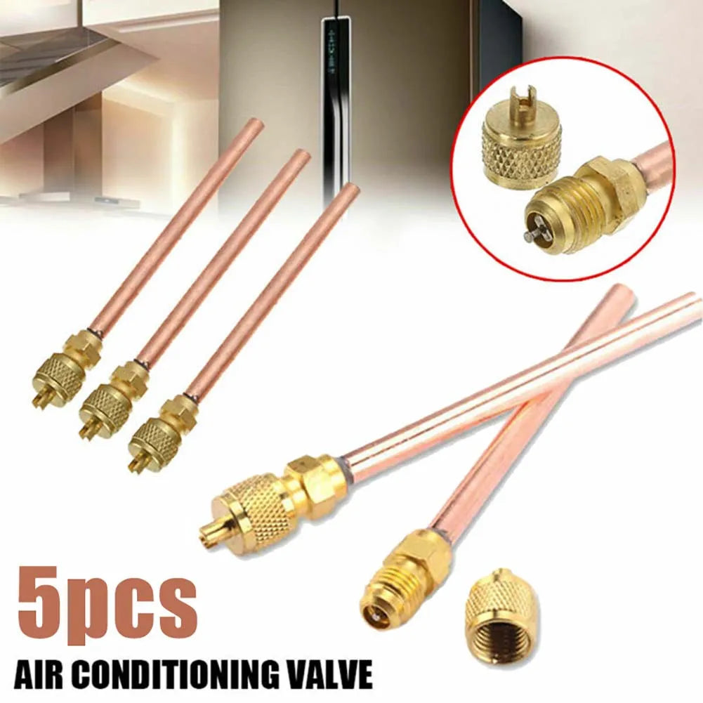 5PCS/Set Garden Air Conditioner Refrigeration 125mm Accessories Valves Copper Tube Filling Parts 3.4 Mpa Home DIY Power Tool