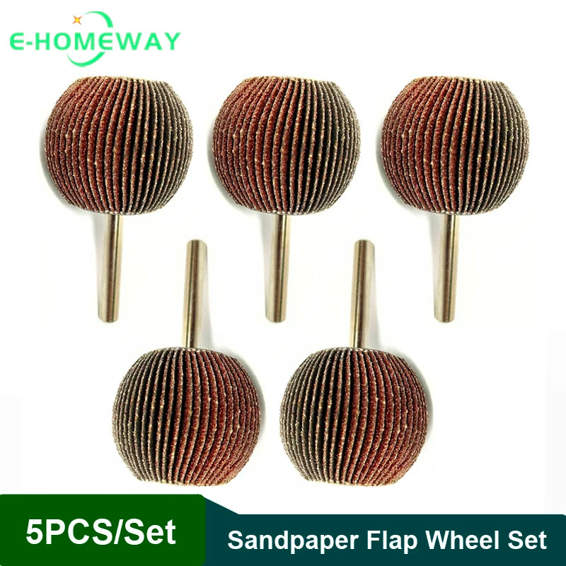 5PCS Spherical Sandpaper Flap Wheel 6mm(1/4") Shank 60-120 Grit Abrasive Rotary Tool Dremel Accessories For Polishing Ball Shape