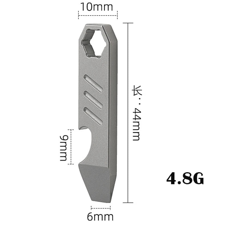 8 EN 1 MINI TC4 Alliage de Titane Crowbar Décapsuleur Échelle Graduée Clé Hexagonale EDC Outils Extérieurs Équipement de Camping Multifonction 