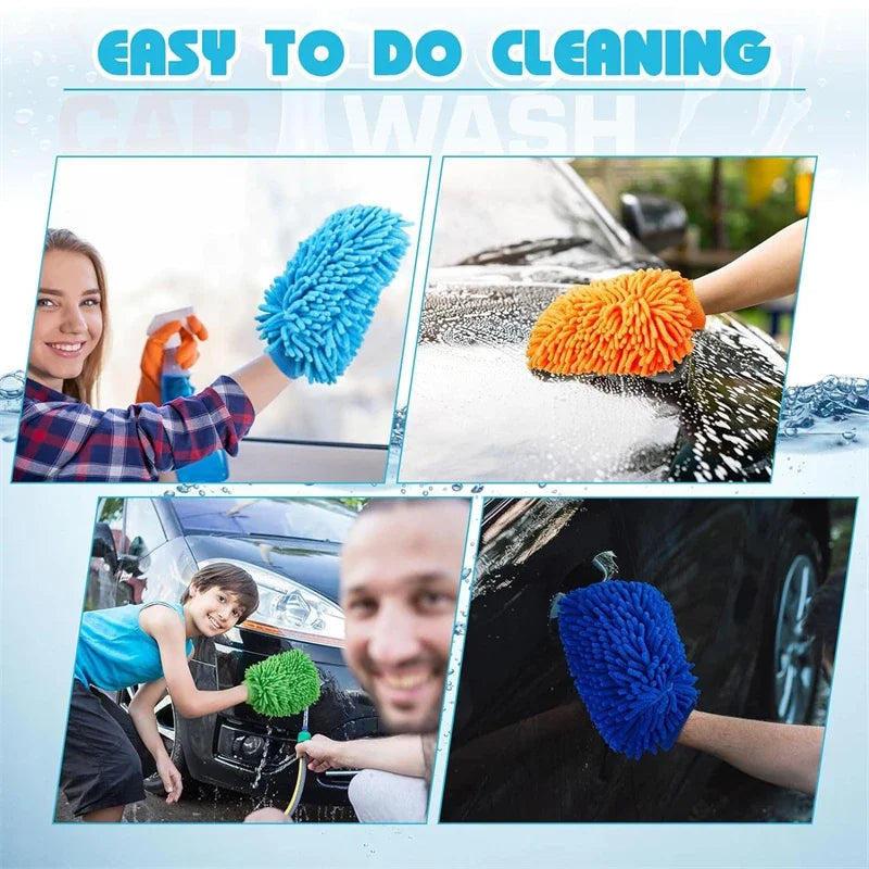 1/3/5pcs Microfiber Car Wash Gloves Auto Gloves Ultra Absorbent Wash Car Sponge Scratch Free Microfiber Car Cleaning Tool