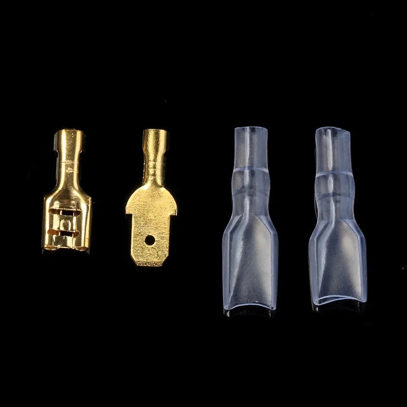 100 Teile/los 2,8/4,8/6,3mm Weiblich Männlich Crimp Terminal Draht Stecker Gold Messing/Silber Auto Lautsprecher elektrische Kabel Terminals Kit 