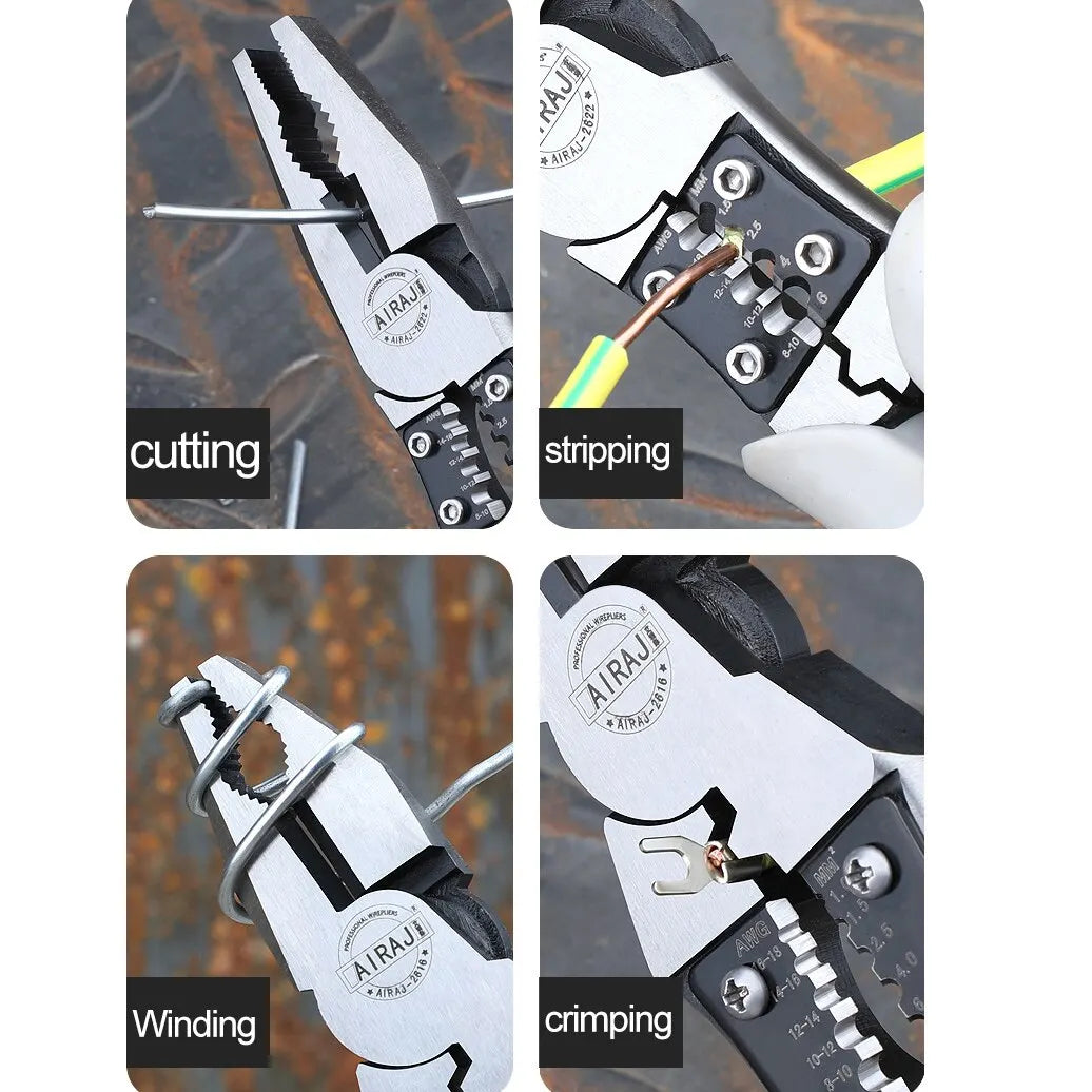 AIRAJ 7/8/9 Inch Wire Pliers Sharp Large Opening Stripping Pliers Industrial Grade Multifunctional Hardware Manual Tools