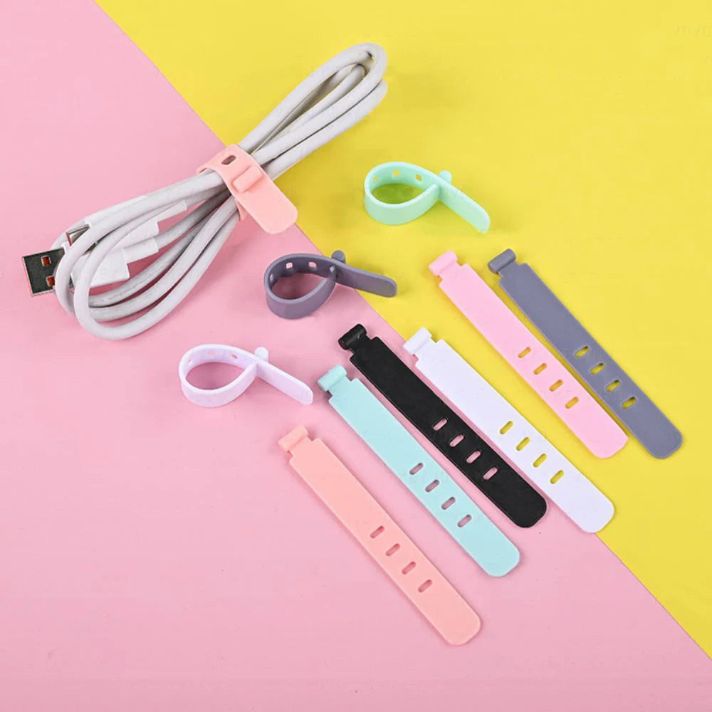 4/12/20PCS Cable Organizer Ties Clip Charger Cord Management Silicone Wire Manager Mouse Earphone Holder Data Line Winder Straps