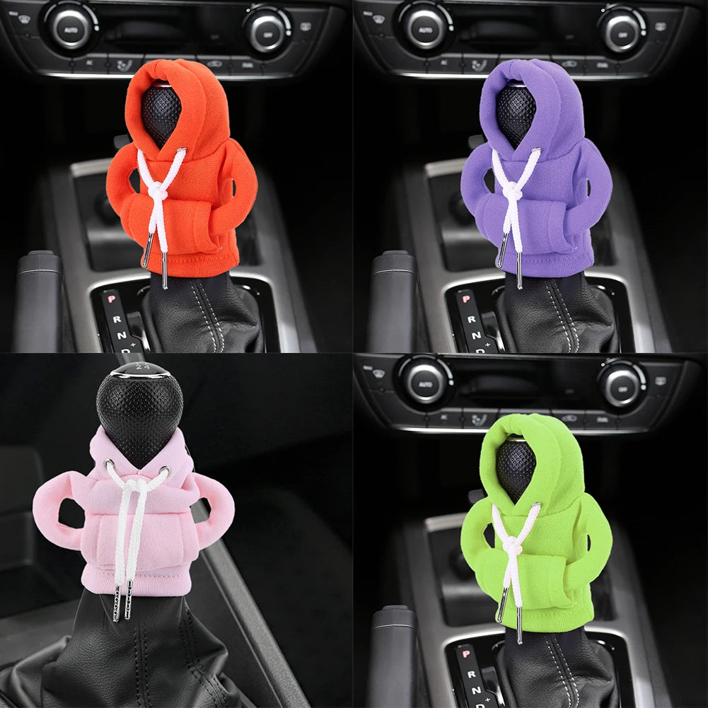 Shift Lever Handle Kit Creative Universal Car Gear Shift Washable Hoodie Cover Decoration Funny Car Interior Accessories