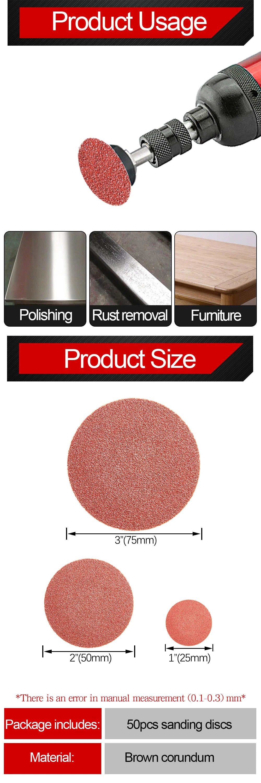 25/50/75mm Roll Lock R-Type Quick Change Discs Red Grain Sanding Disc Metal Surface Conditioning Die Grinder Accessories