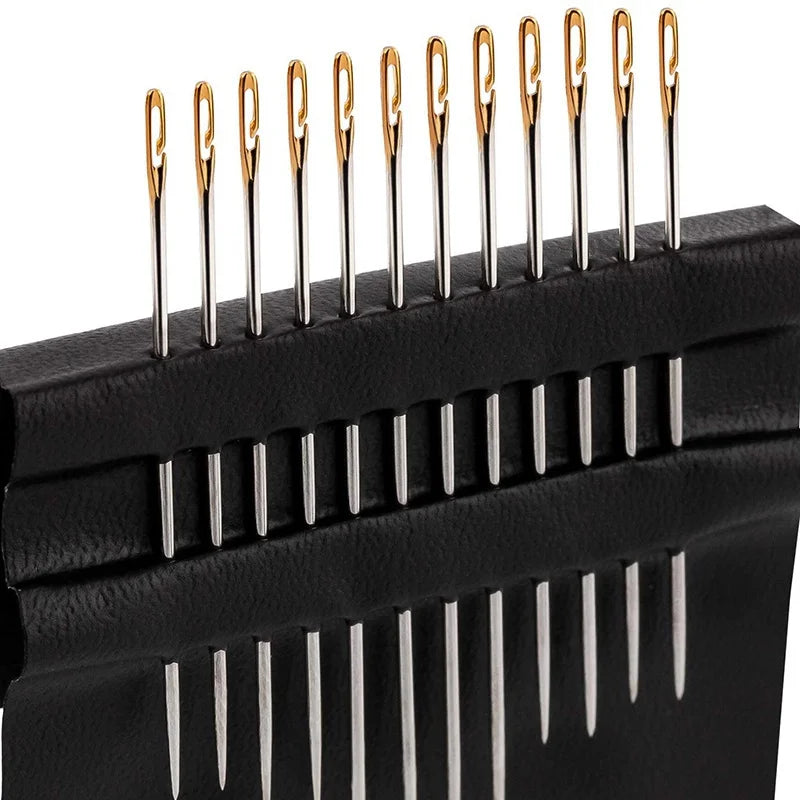 12PCS Sewing Needles Multi-size Side Opening Stainless Steel Darning Sewing Household Hand Tools