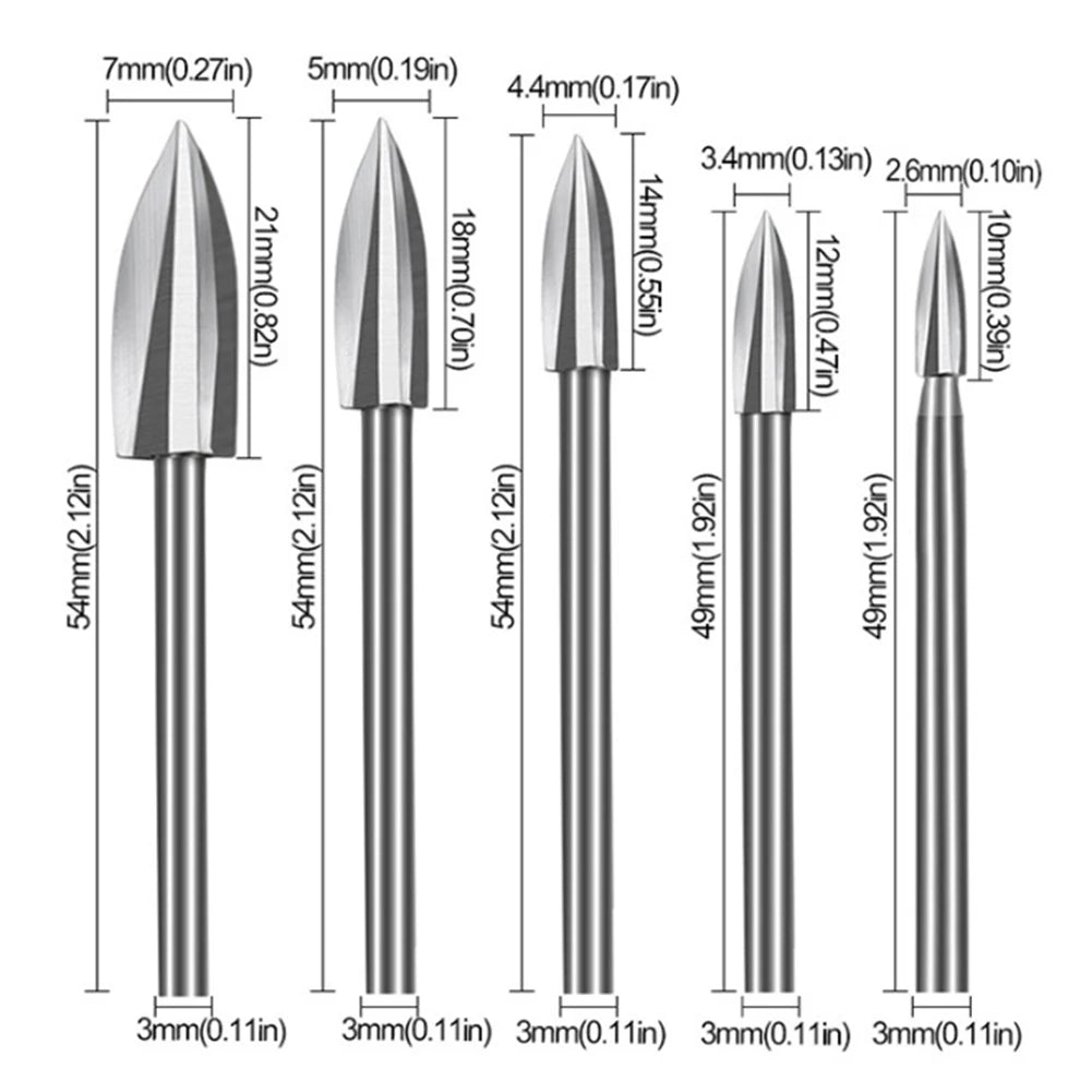 10Pcs Wood Carving Drill Bits Set For Dremel Rotary Tool Engraving Drill Accessories Milling Bit Grinding Woodworking Tool