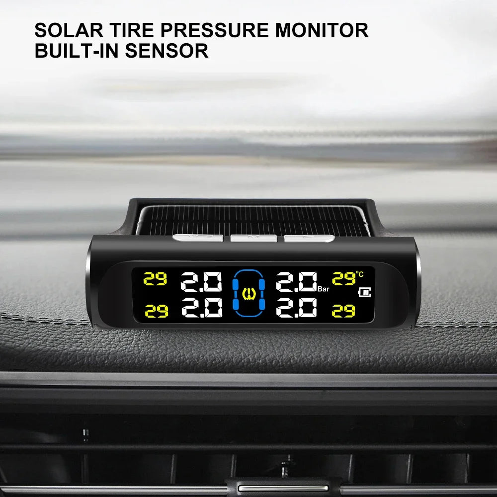 Intelligent TPMS Solar Tyre Pressure Monitoring System Parking Sensors For Cars Temperature Tire Air Pressure Gauge