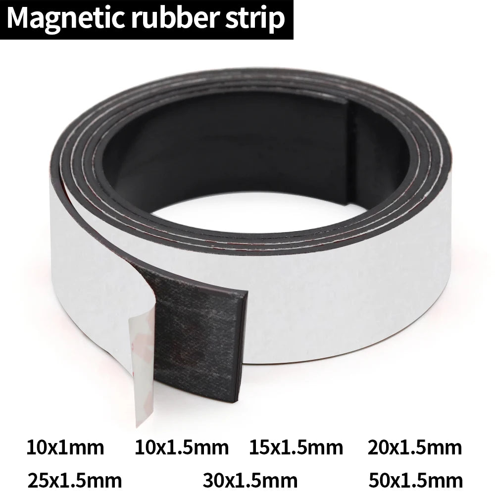 10/15/20/25/30/40/50x1.5mm  Self Adhesive Magnetic Tape Rubber Magnet Tape Strong Flexible Magnet Strip